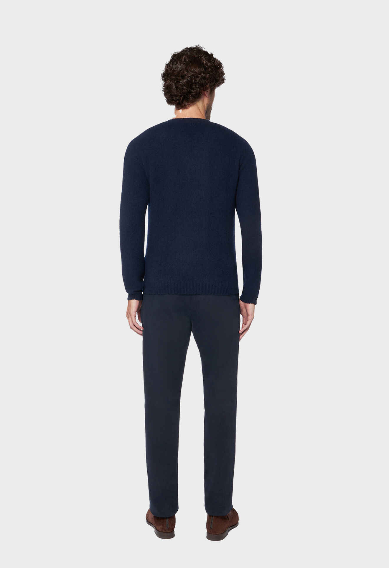 Wool and cashmere crewneck sweater in Dark blue: Luxury Italian