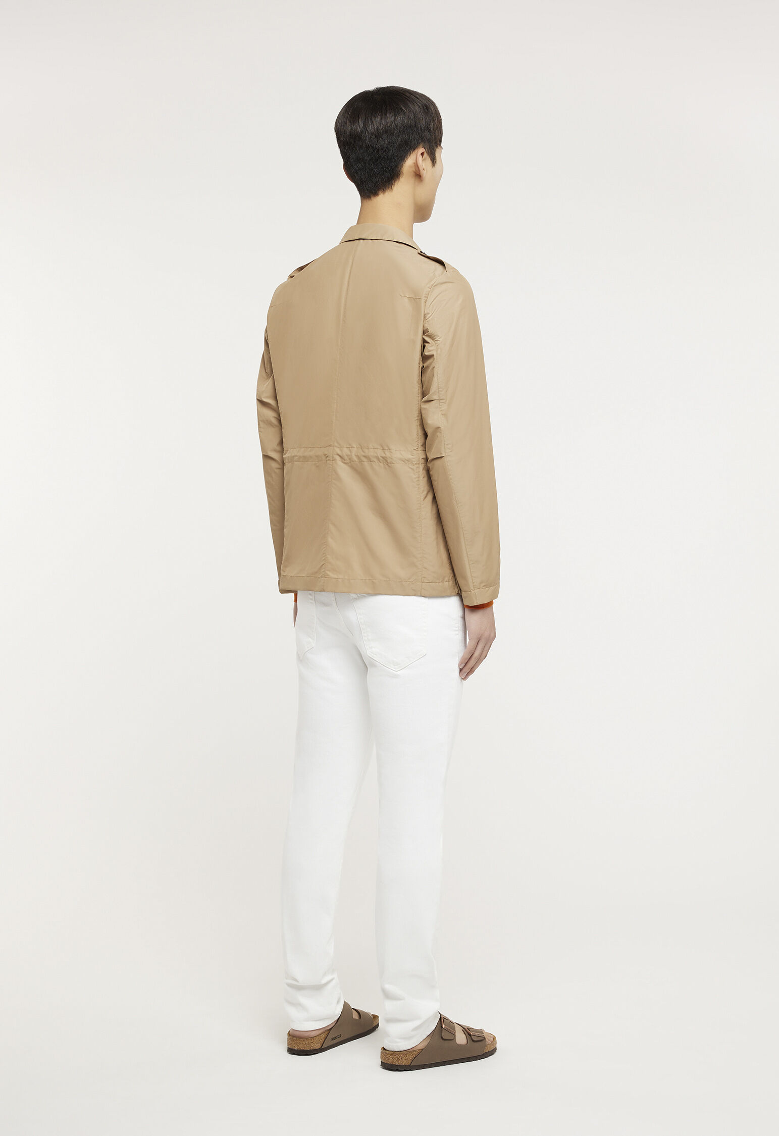 Beige technical cotton Sahara jacket in Walnut: Luxury Italian