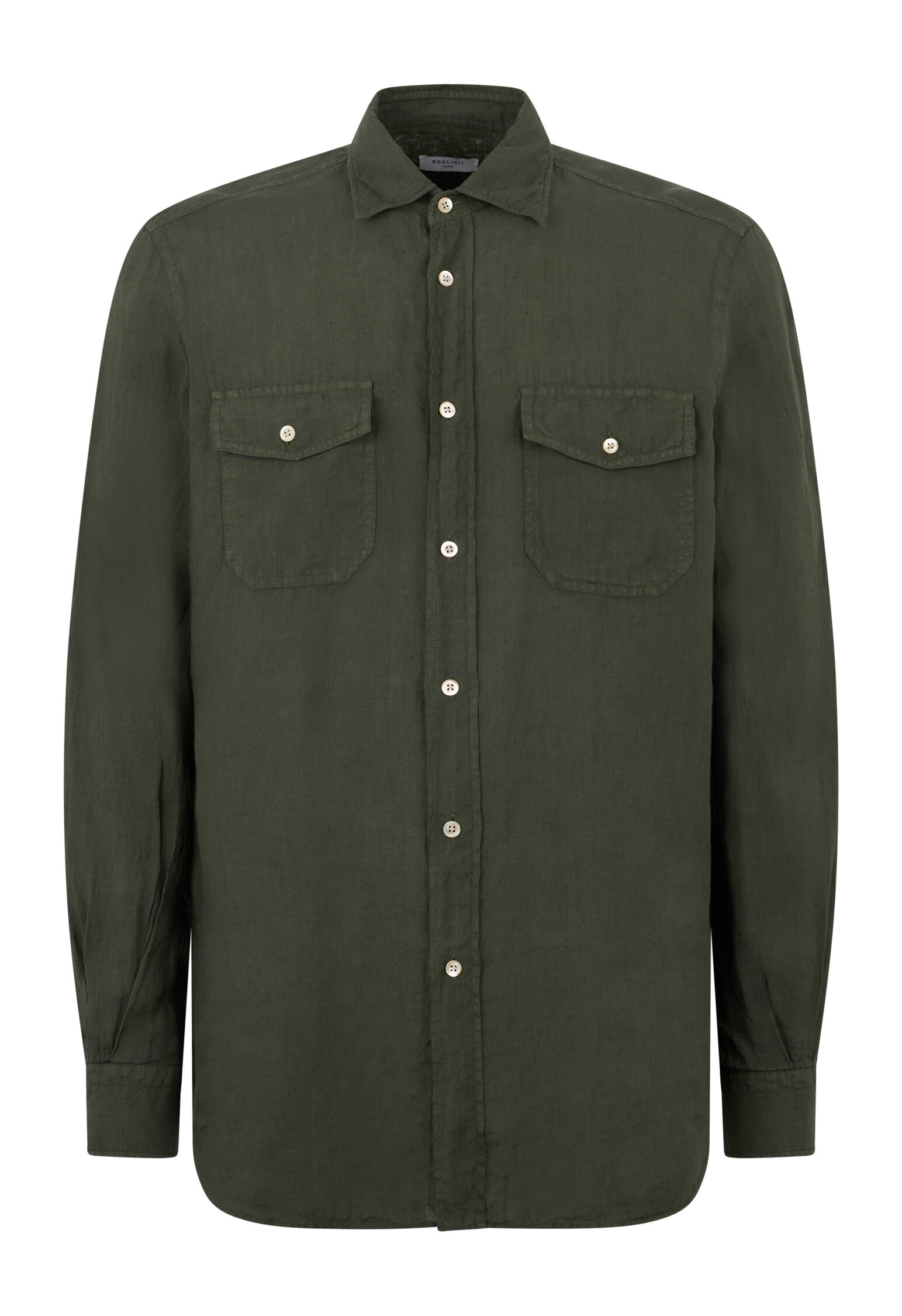 Linen Western Shirt in Green: Luxury Italian Shirts for Men