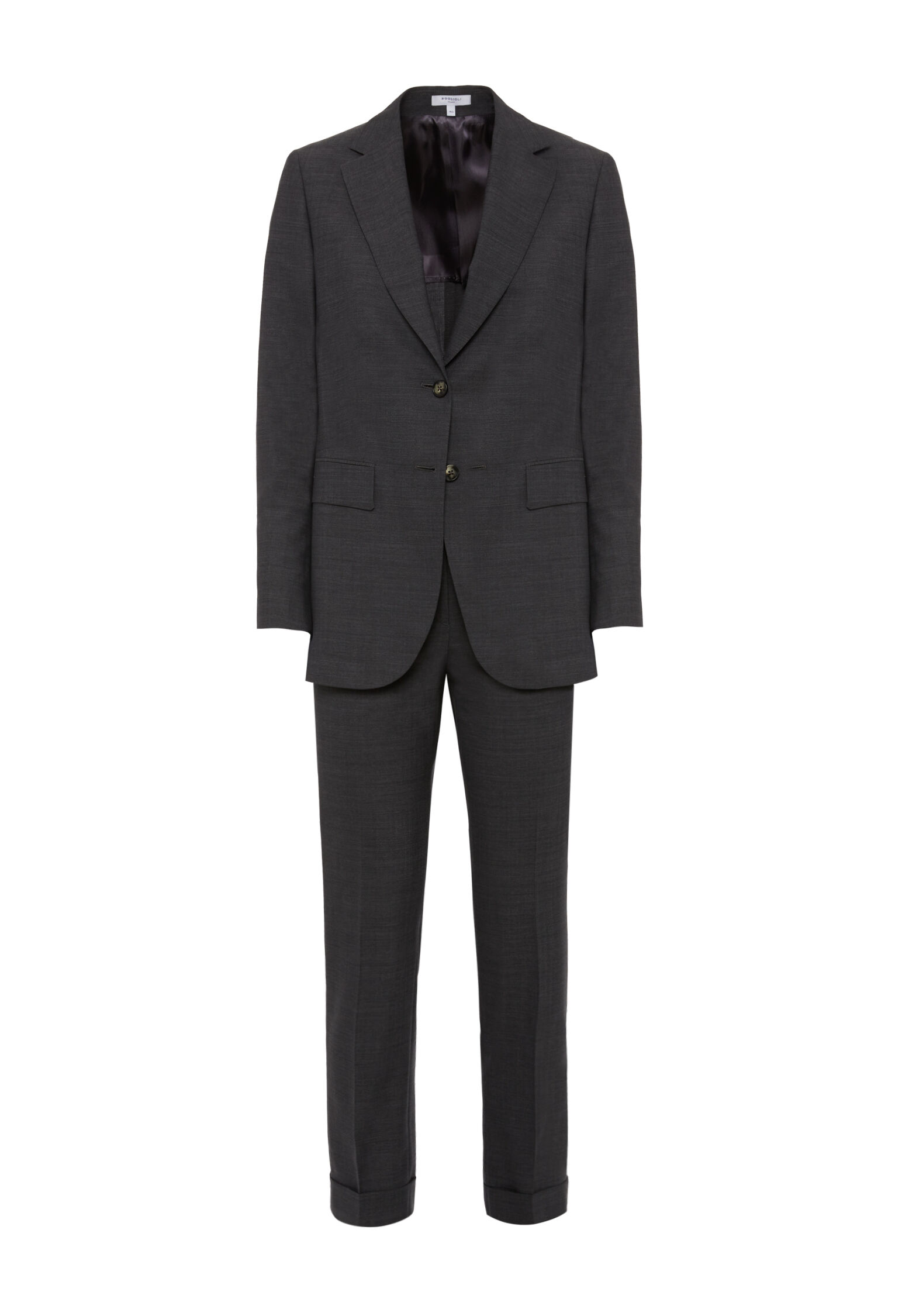 Woman's dark gray 100% virgin wool Milano trouser suit in Grey 