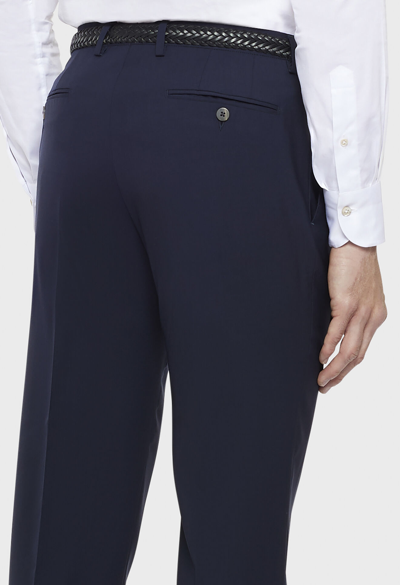 Dark blue 100% virgin wool trousers in Dark blue: Luxury Italian Trousers