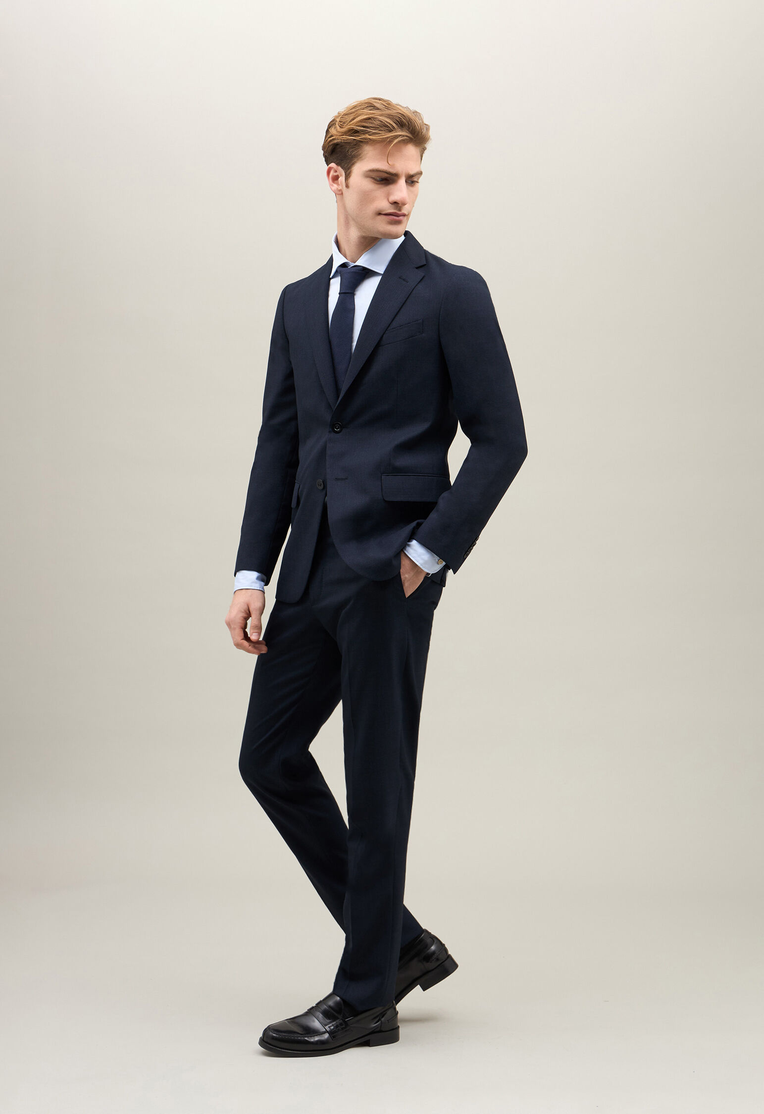 Wool Micro Houndstooth B-Line Suit