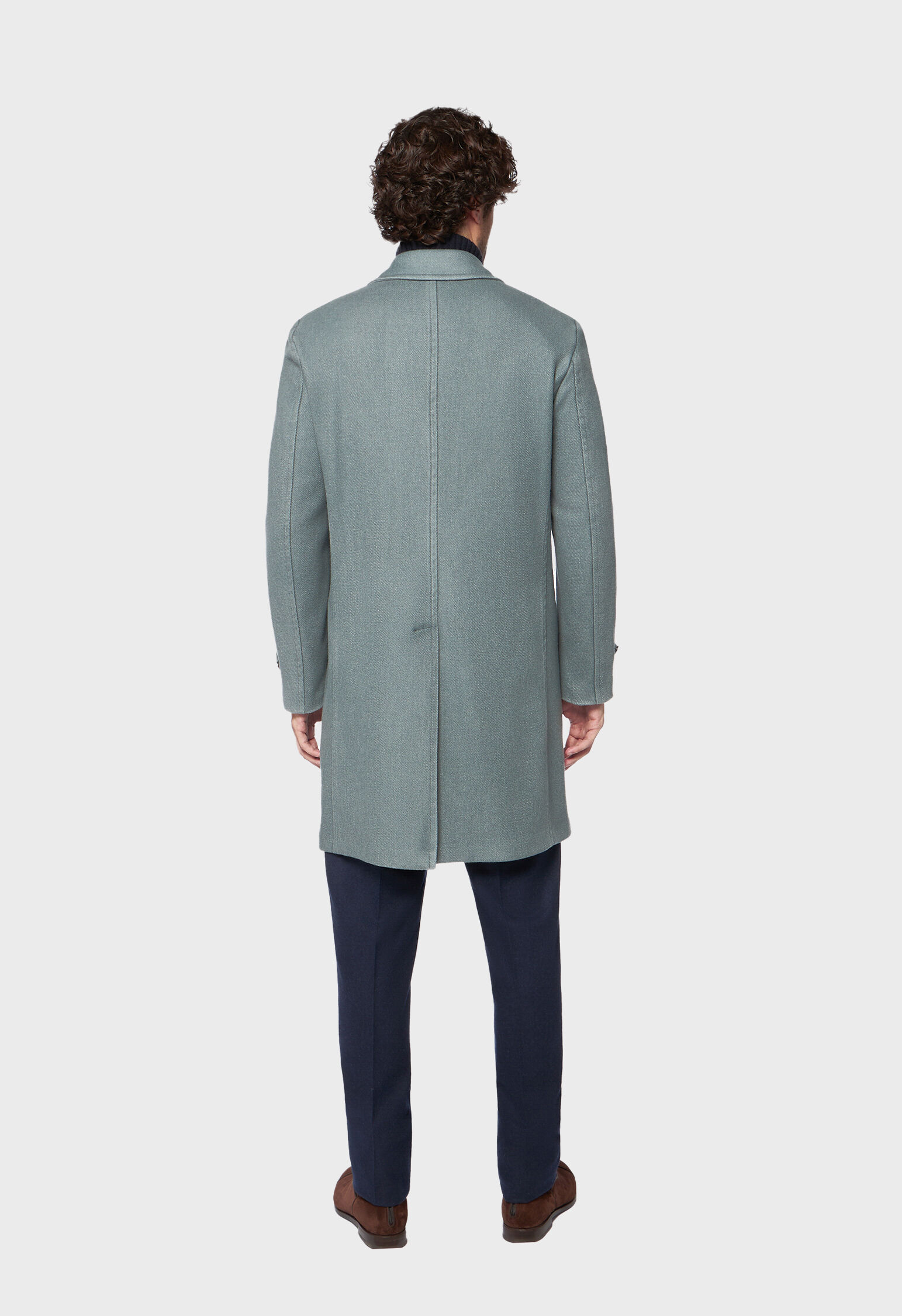 Virgin wool Duster coat in Green: Luxury Italian Coats | Boglioli®