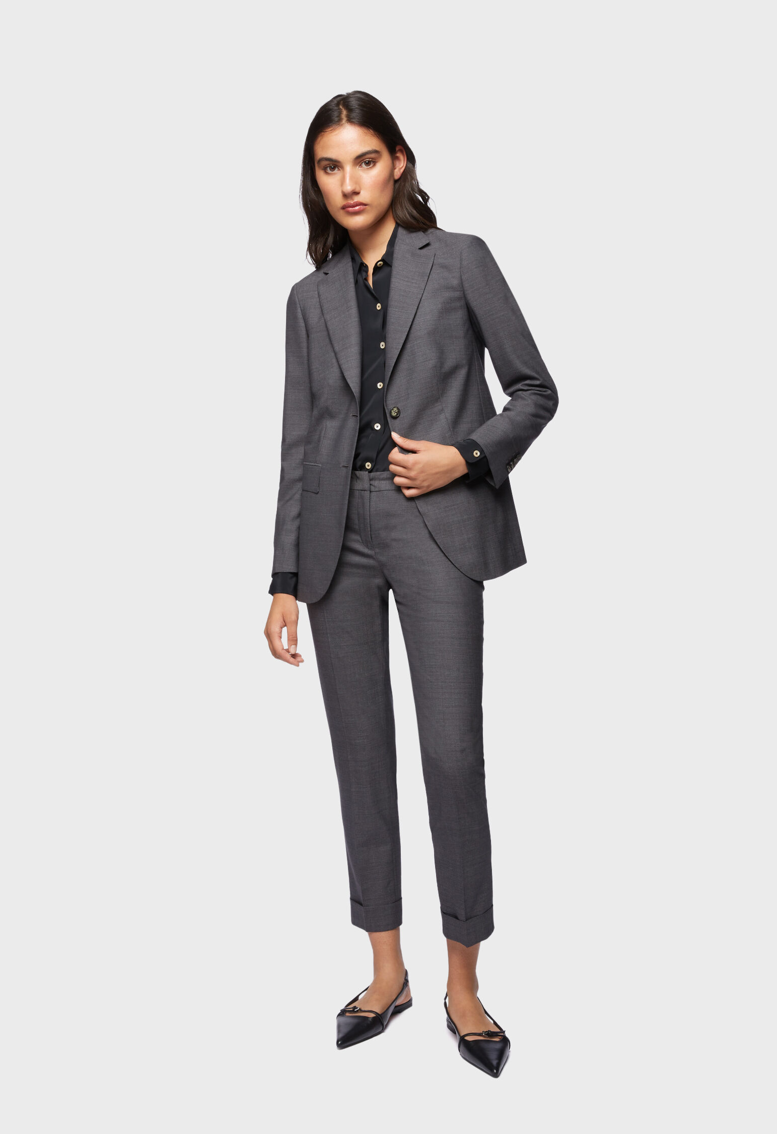 Classic Work Blazer  Trouser Womens Linen Pant Suit Set  Grey  The  Ambition Collective
