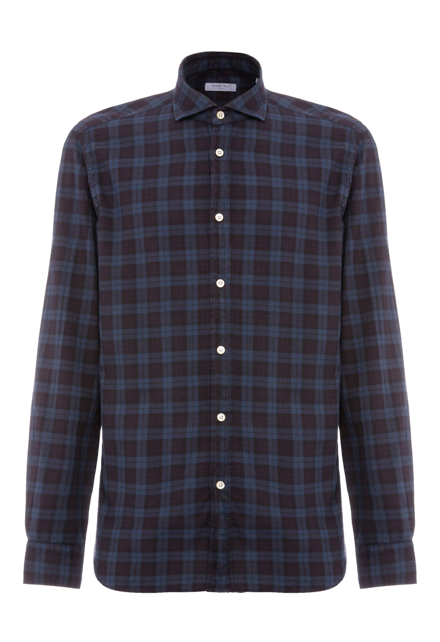 100% cotton check shirt in Dark blue: Luxury Italian Shirts for