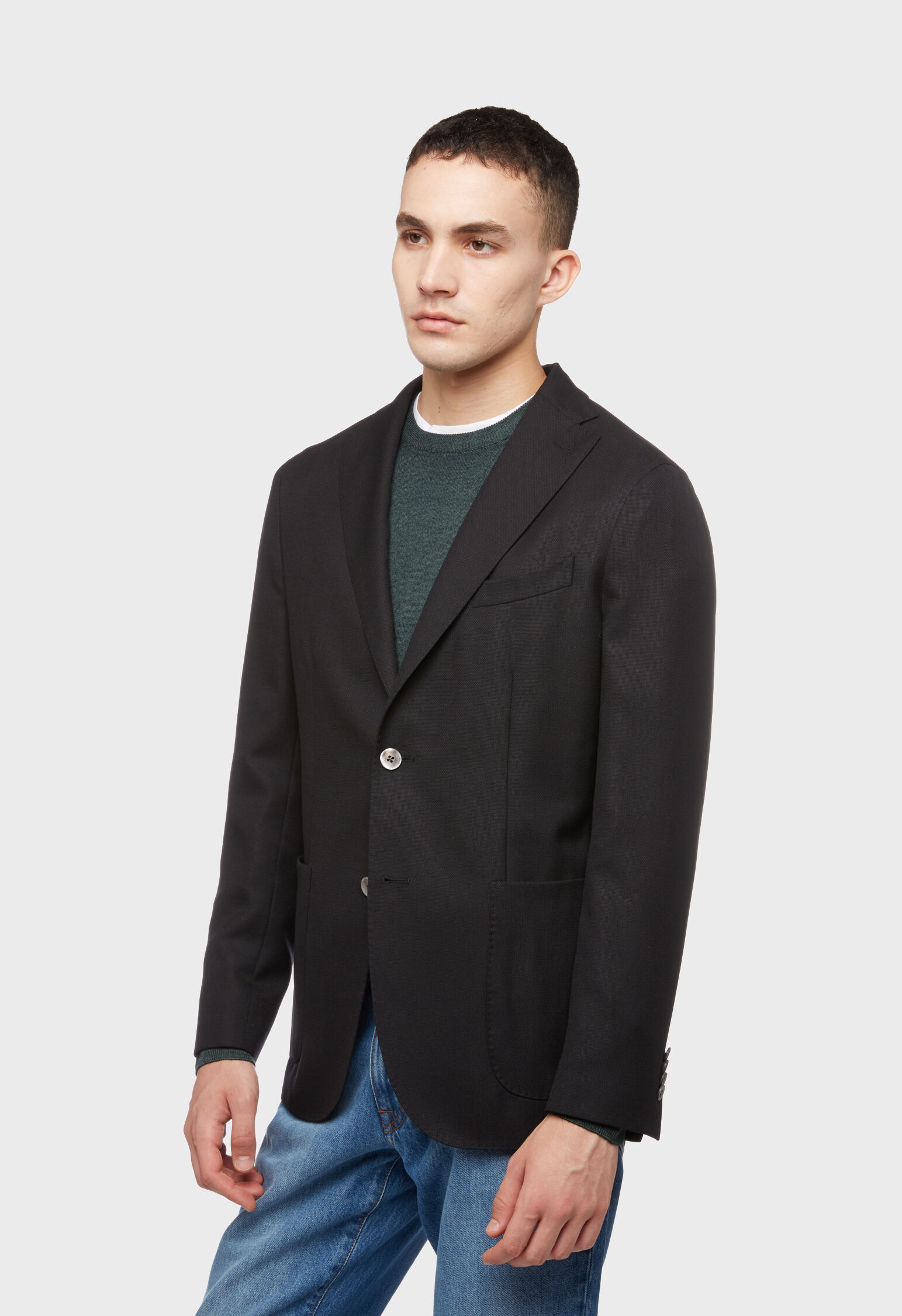 Black 100% wool K-Jacket in Black color: Luxury Italian Jackets