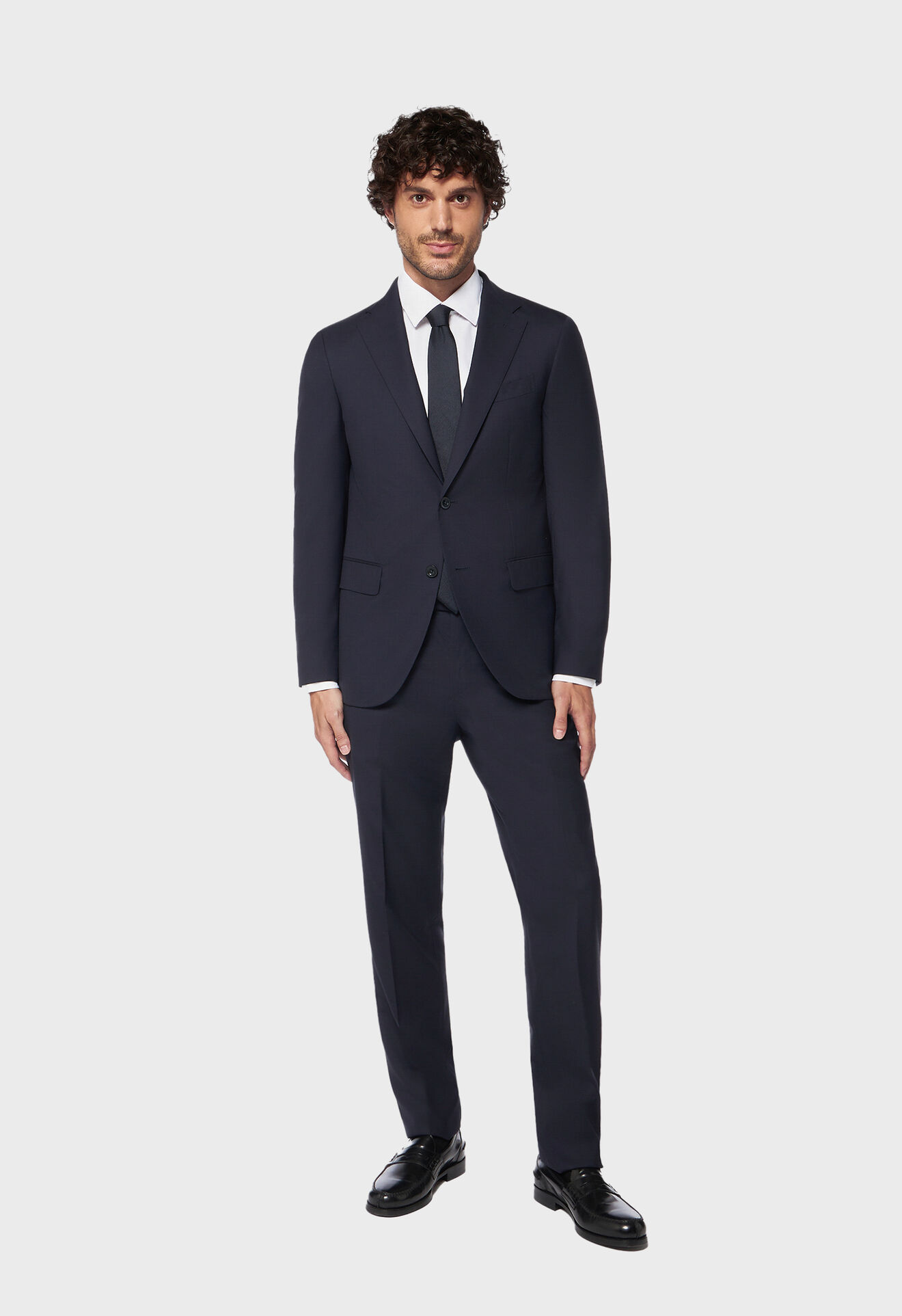 100% Virgin wool B-Line suit in Dark Blue: Luxury Italian Suits for Men