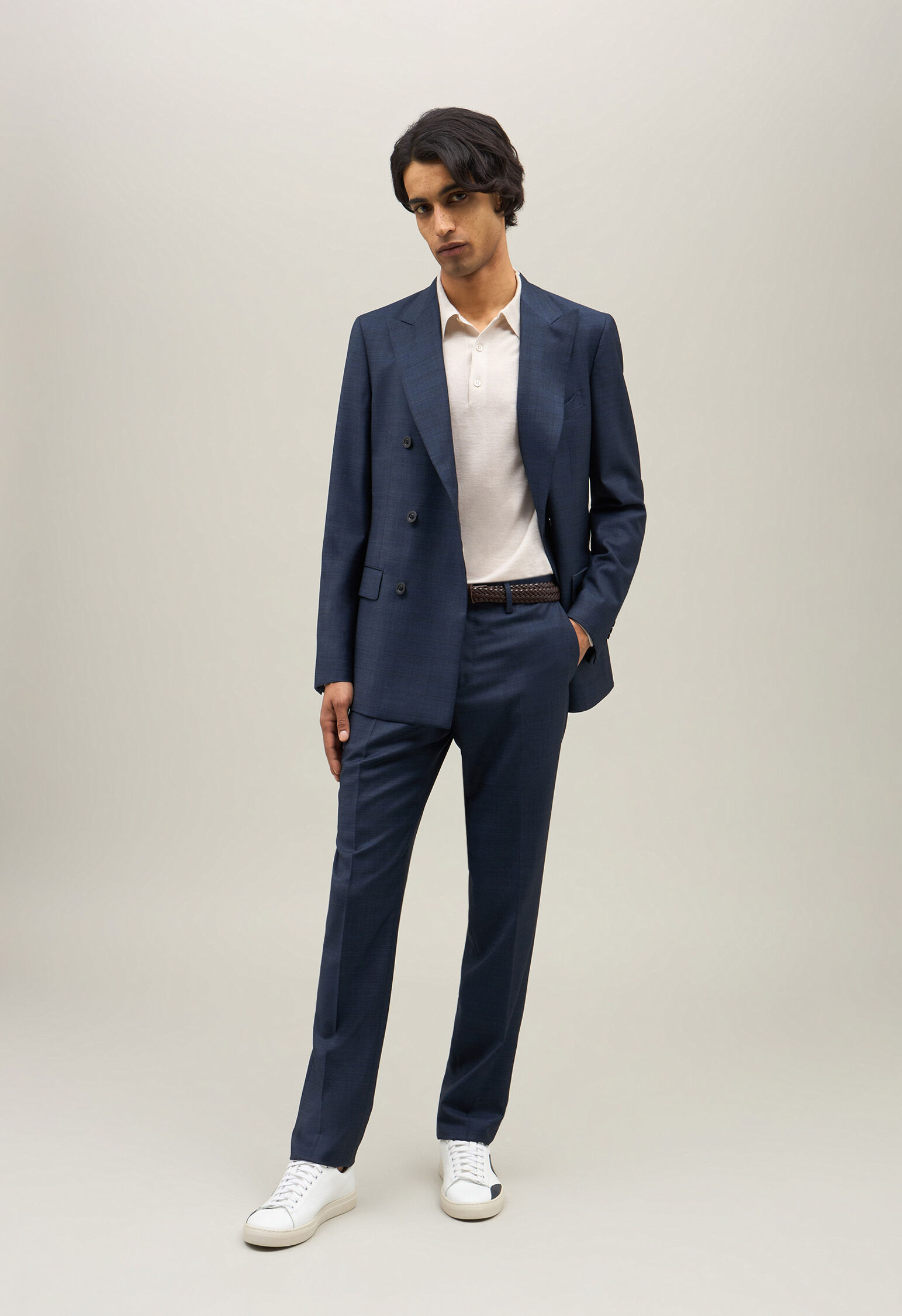 Double-face/Double-breasted Wool Milano Suit in Blue: Luxury 