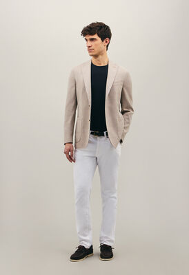 Wool Hopsack K-Jacket in Beige: Luxury Italian Jackets for Men | Boglioli®