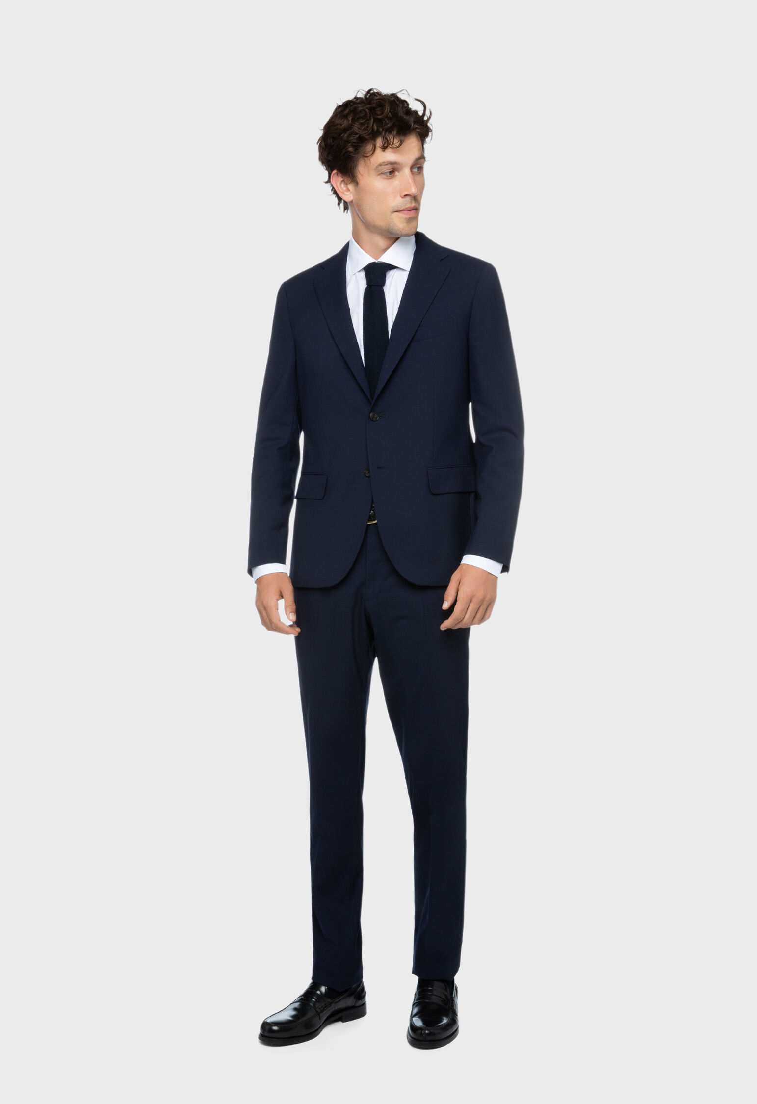 Dark blue 100% virgin wool Sforza suit in Dark blue color: Luxury ...