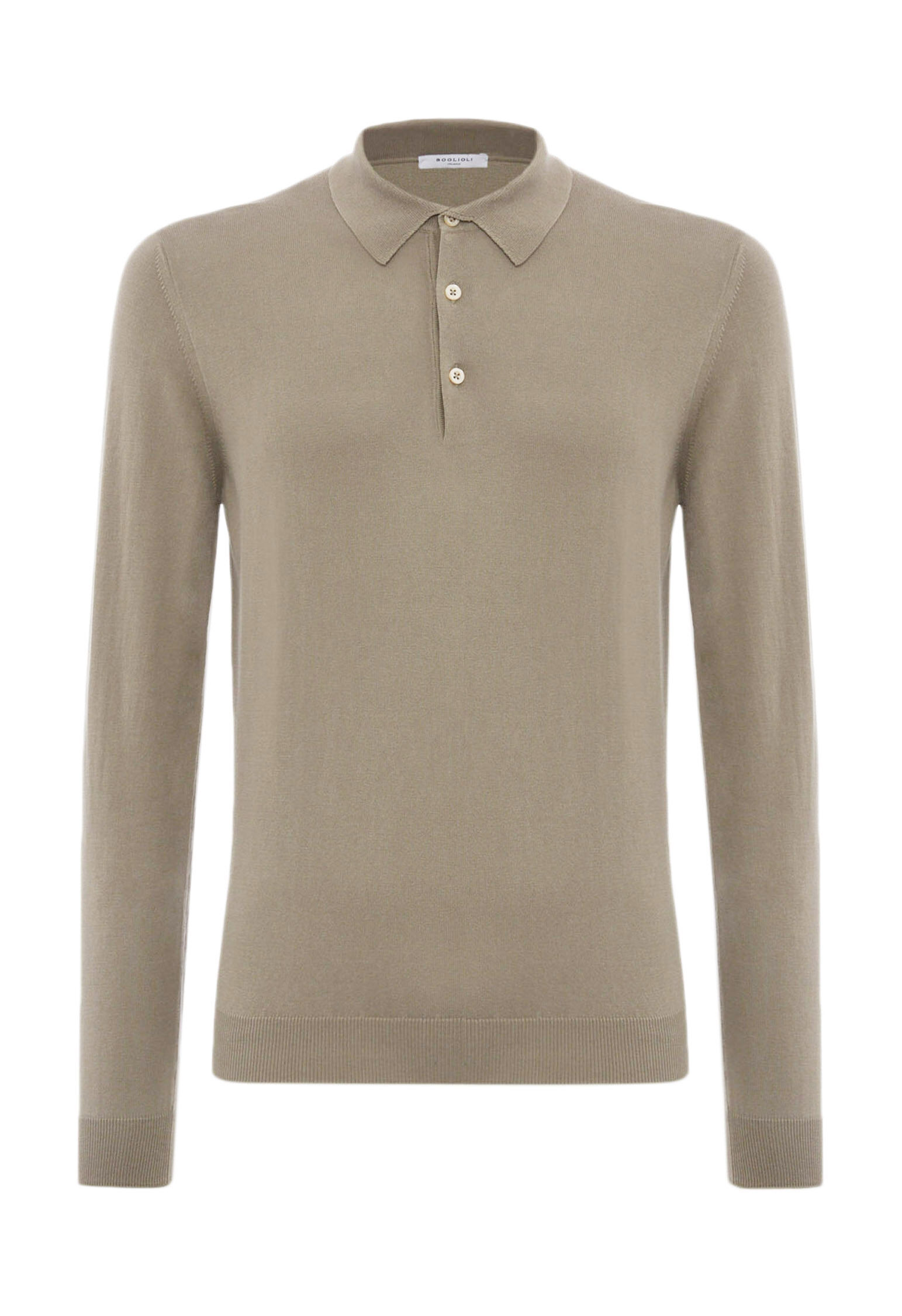 Dove grey 100% cotton long sleeve polo shirt in Dove grey color