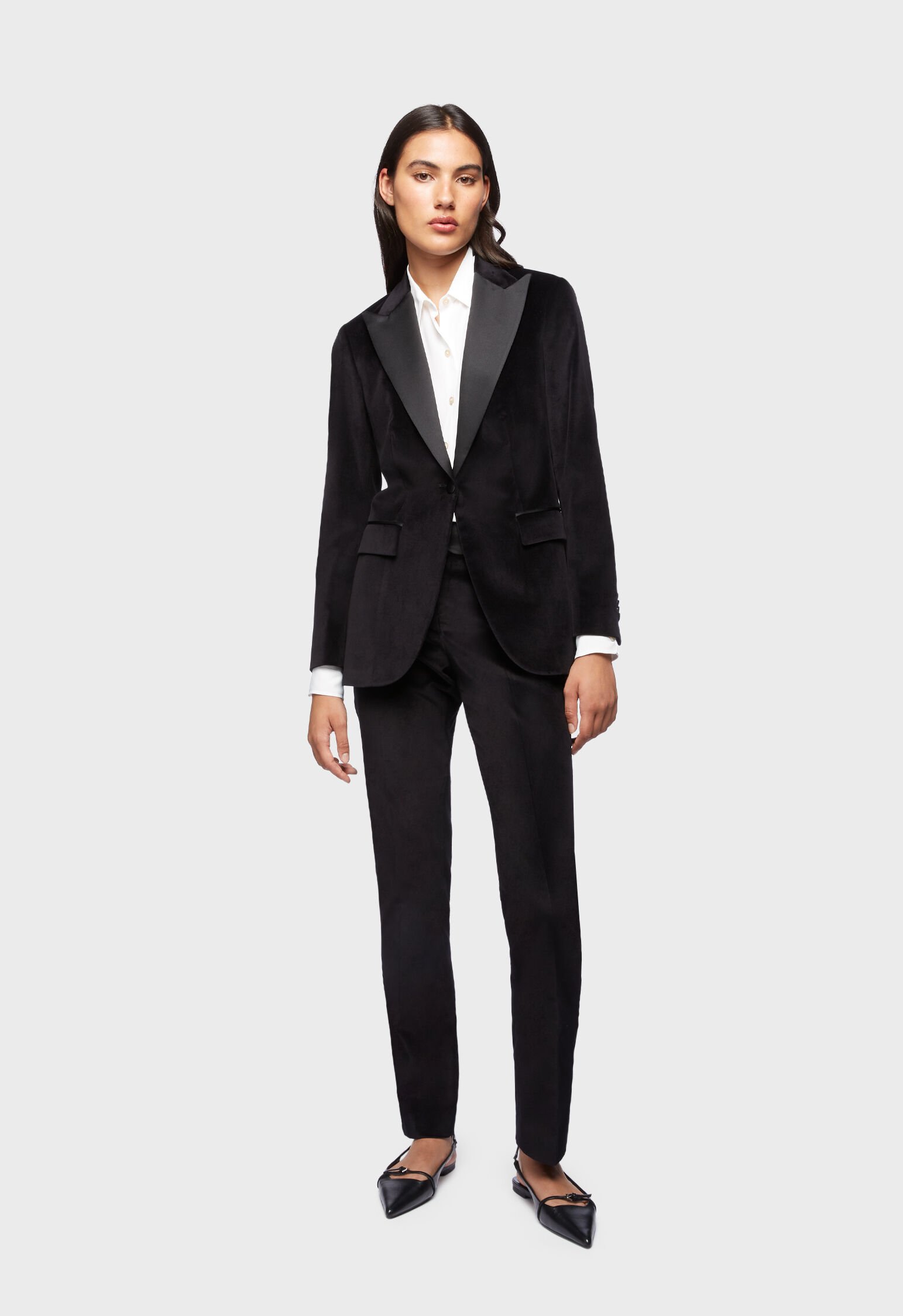 Black Net Embroidered Jacket Style Trouser Suit - lovelyweddingmall.com