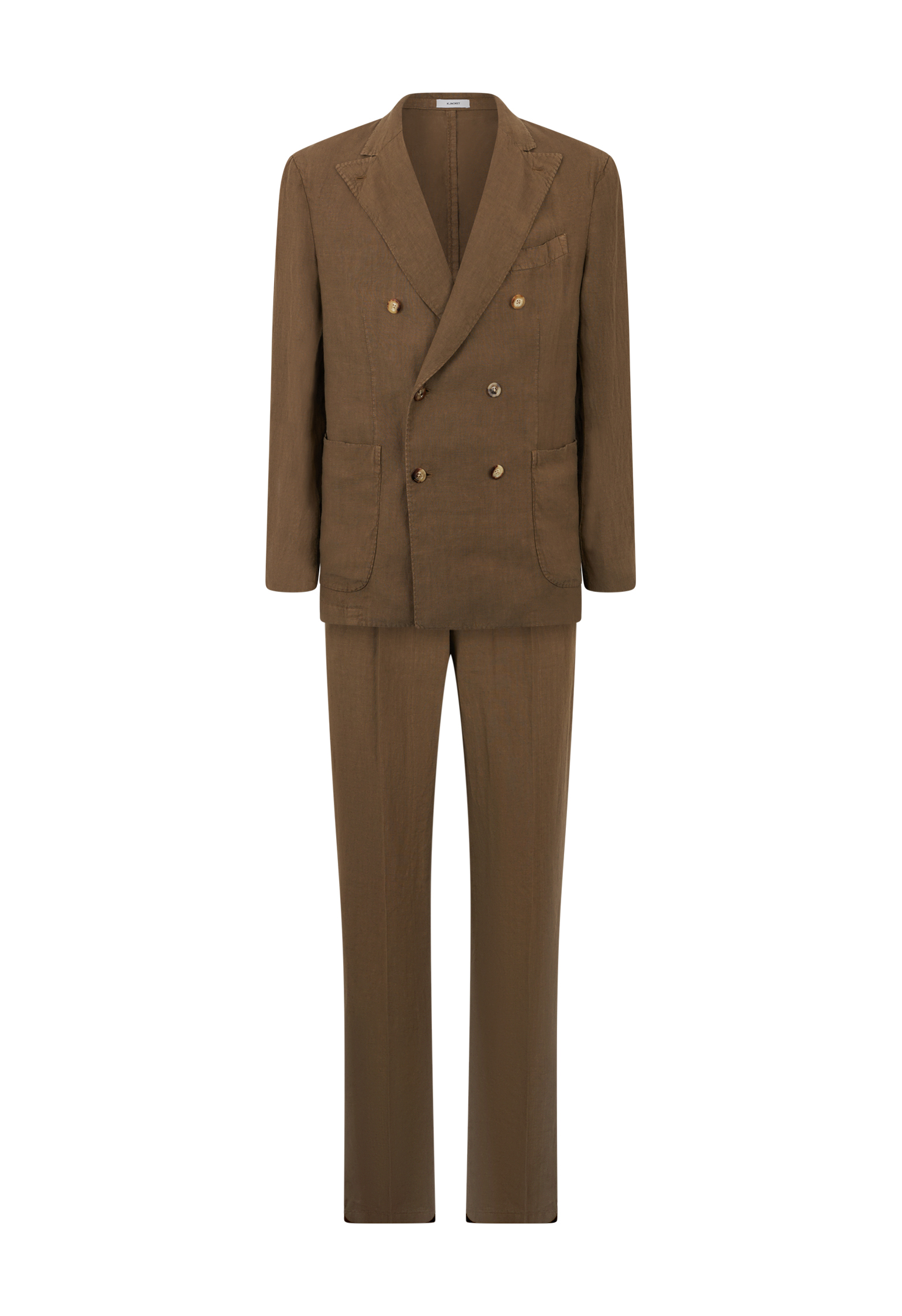 Shop Boglioli Double-breasted Linen K-suit In Brown