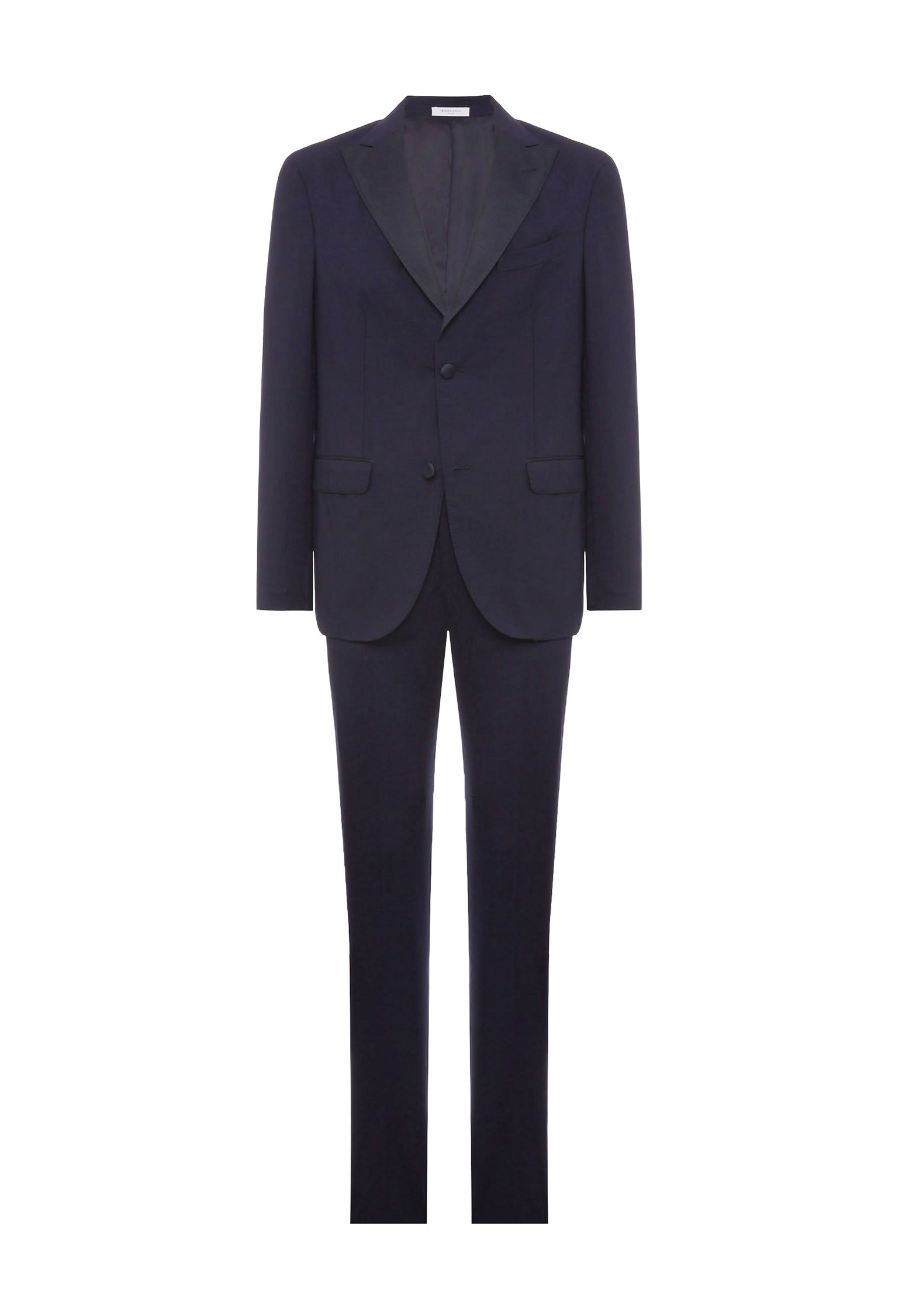 Boglioli Dark Blue 100% Virgin Wool Tuxedo K-jacket Suit In Dark Blue Colour
