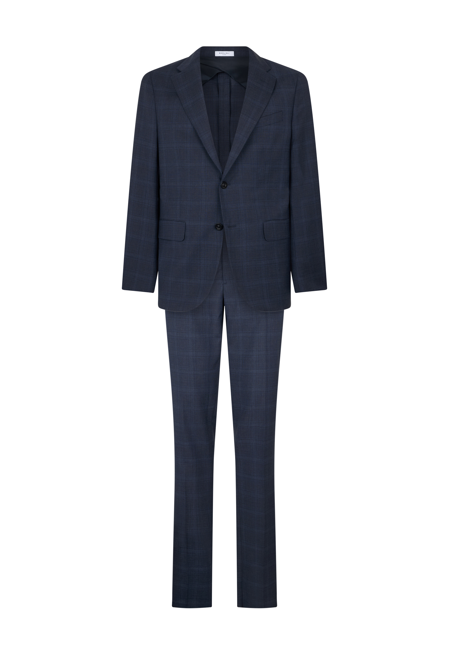 Shop Boglioli Wool Prince Of Wales B-line Suit In Blue