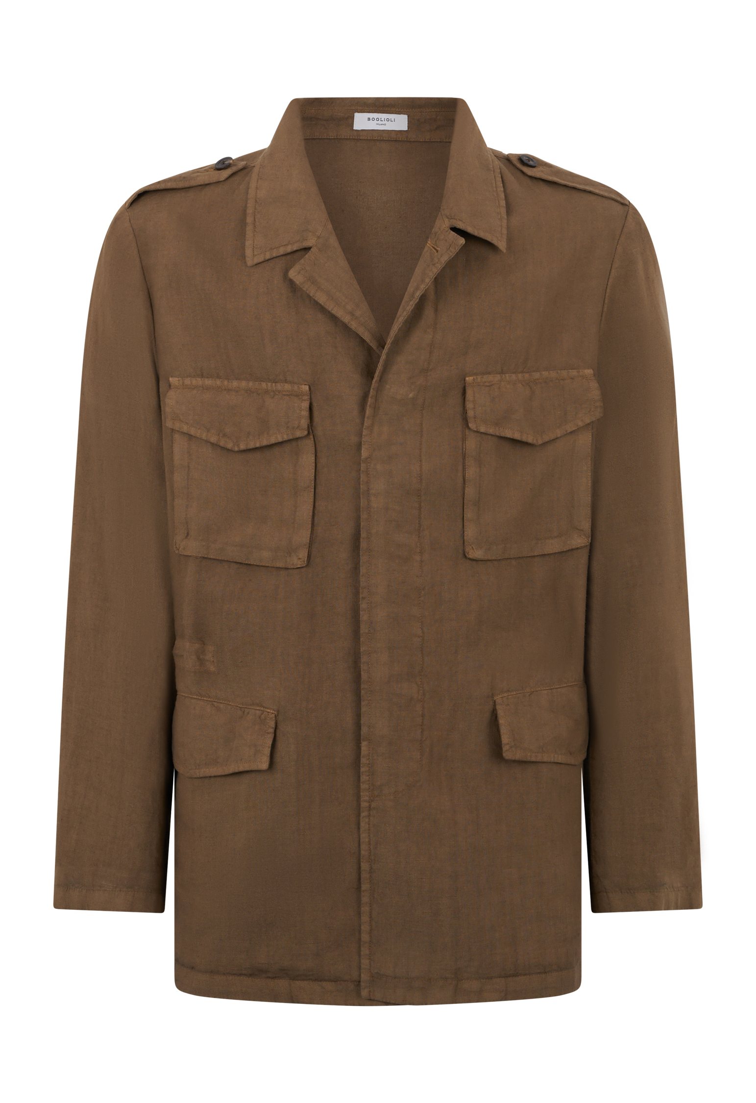 Shop Boglioli Garment-dyed Linen Field Jacket In Brown