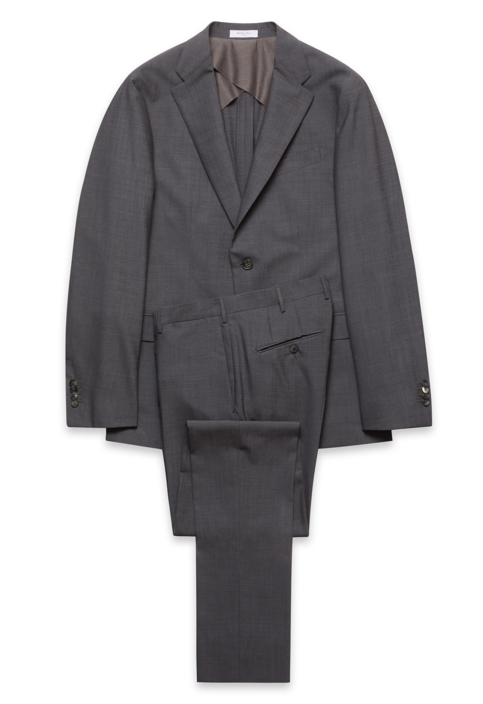 Boglioli Grey 100% Virgin Wool B-line Suit In Grey Colour