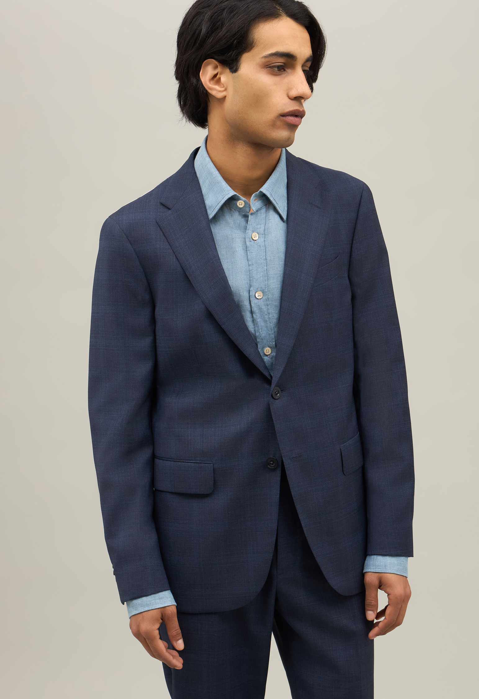 Shop Boglioli Wool Prince Of Wales B-line Suit In Blue